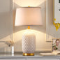 European Vintage Striped Ceramic Base Fabric 1-Light Table Lamp