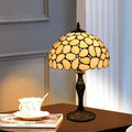 Traditional Tiffany Pebbles Flower Stained Glass Dome 1-Light Table Lamp For Bedroom