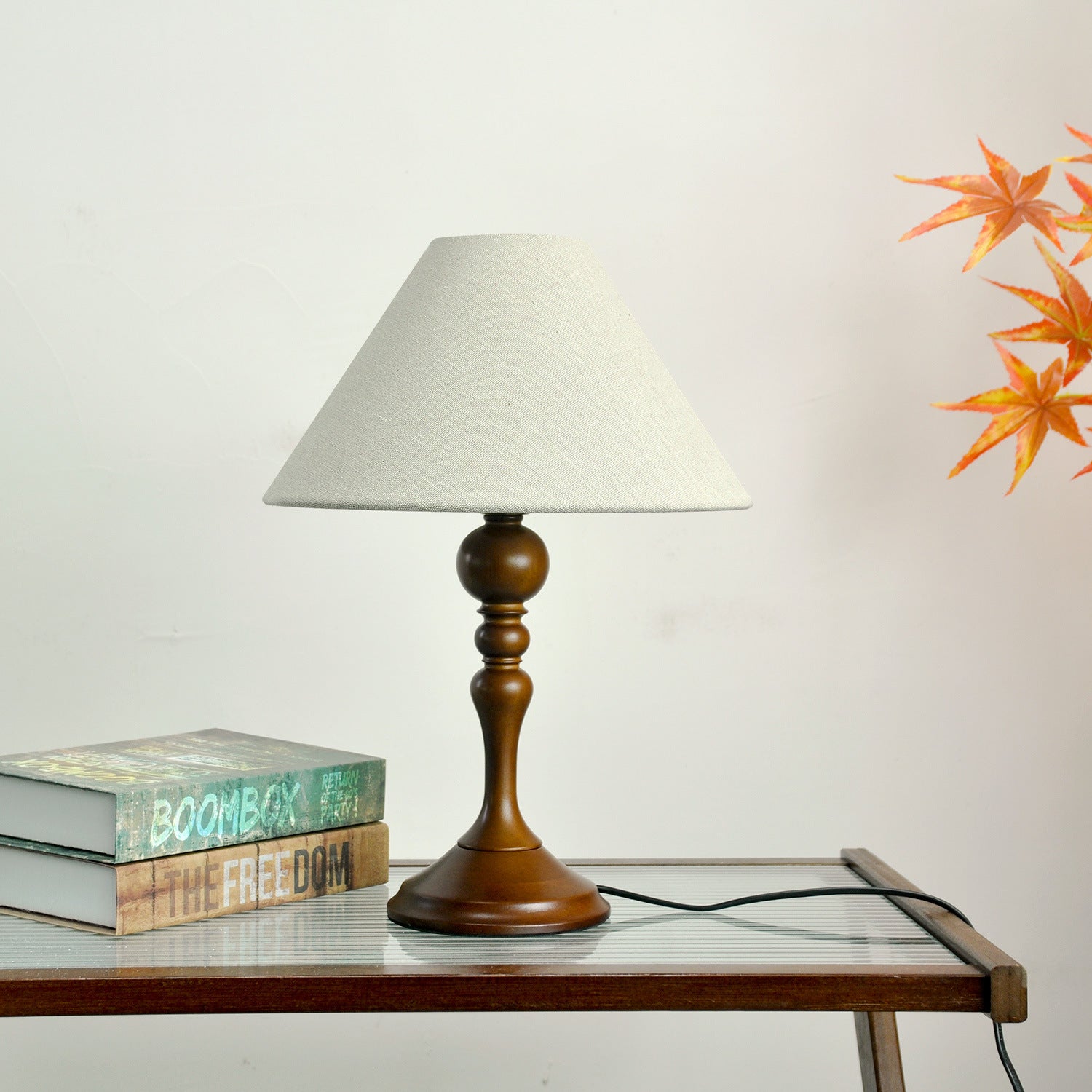 Traditional Vintage Dome Bamboo Fabric 1-Light Table Lamp For Bedroom