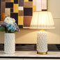 Contemporary Creative Rose Vase Base Cylinder Copper Ceramic Fabric 1-Light Table Lamp For Bedroom