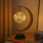 Modern Decorative Moon Orb Stars Iron Plastic Rattan Battery USB Table Lamp