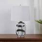 Vintage American Dome Fabric Shade Ink Ceramic Base 1-Light Table Lamp