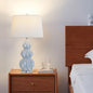 Contemporary Creative Striped Gourd Ceramic Fabric 1-Light Table Lamp for Bedroom