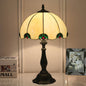 Vintage Tiffany Beige Green Gem Dome 1-Light Table Lamp