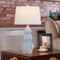 Contemporary Creative Striped Gourd Ceramic Fabric 1-Light Table Lamp for Bedroom