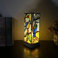 Modern Art Deco Rectangular Bamboo Wood Glass LED Table Lamp For Bedroom