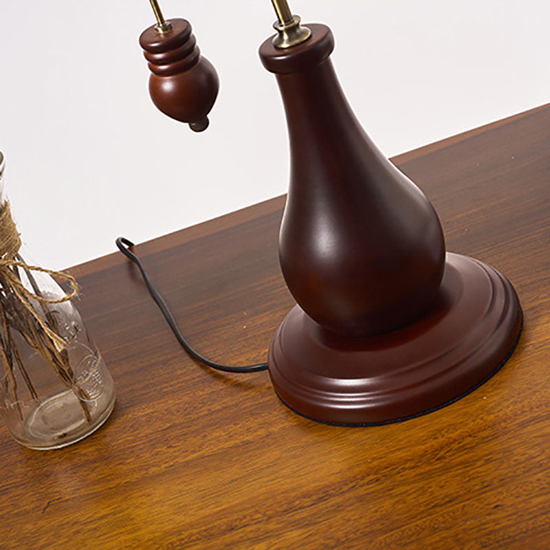 Traditional Vintage Floral Glass Rubberwood Copper Base 1-Light Table Lamp For Bedroom