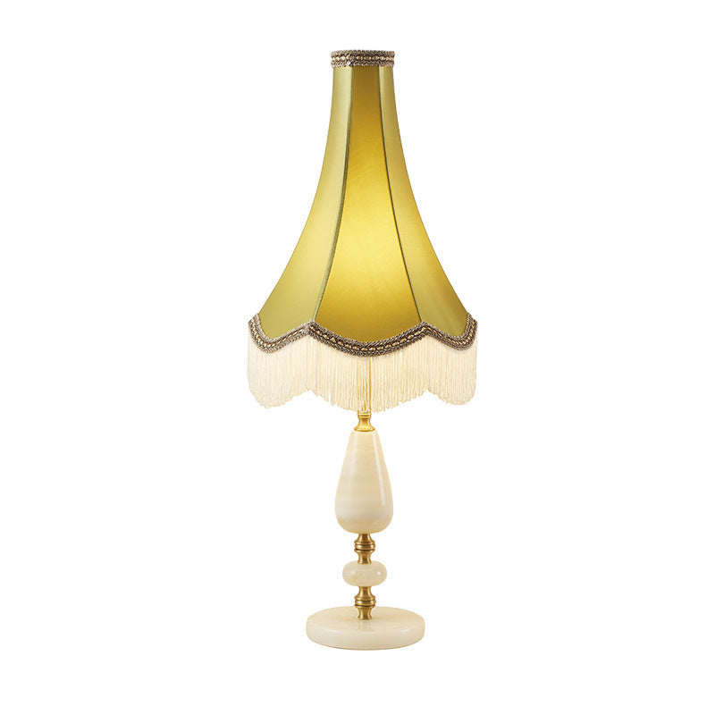 Modern Light Luxury Fabric Fringed Horn 1-Light Table Lamp