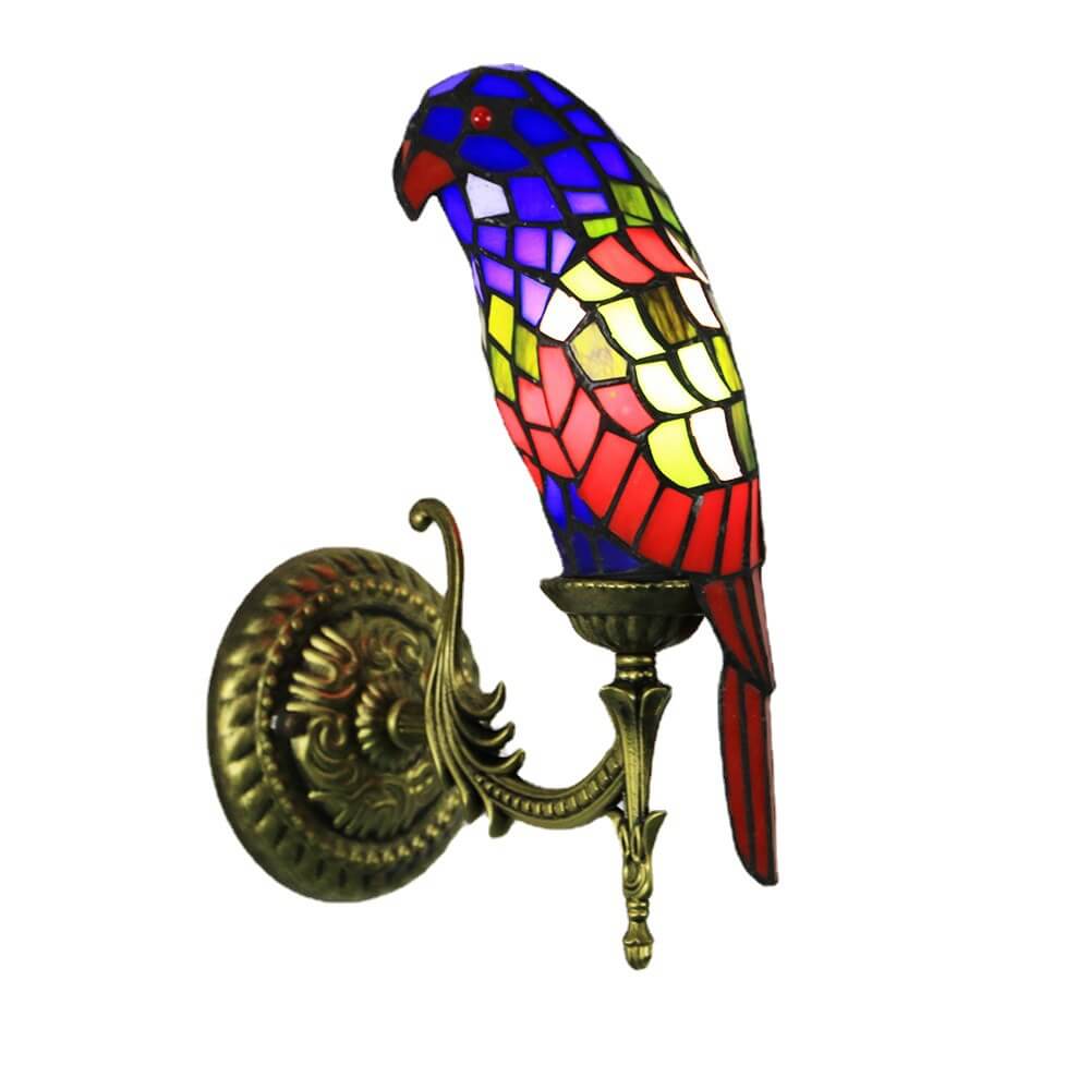 Tiffany Parrot Stained Glass Wall Sconce