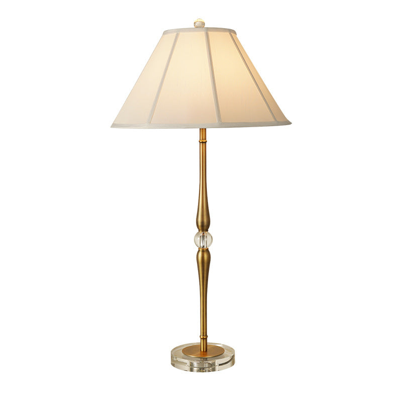 European Luxury Fabric Pleated Cone Long Pole 1-Light Table Lamp