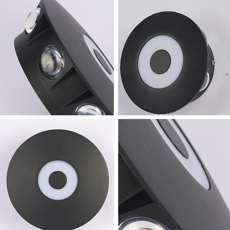 Modern Black Round Aluminum Indoor Outdoor Waterproof LED Wall Sconce Lamp
