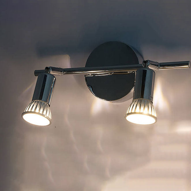 Modern Pure Chrome Color Metal 2-Light Vanity Light Mirror Front Wall Sconce Lamp