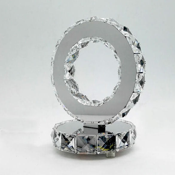Luxury Crystal Round Stainless Steel LED Table Lamp