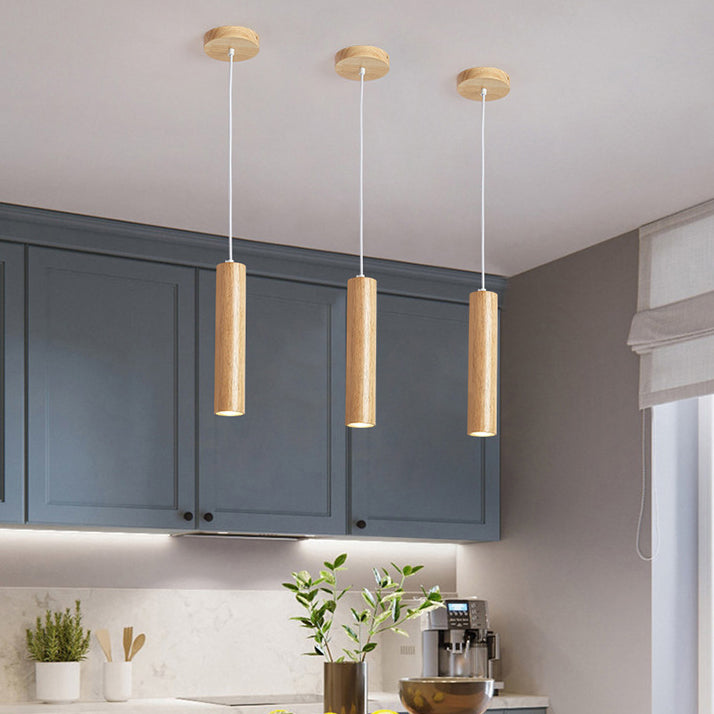 Minimalist Rubberwood LED Pendant Light
