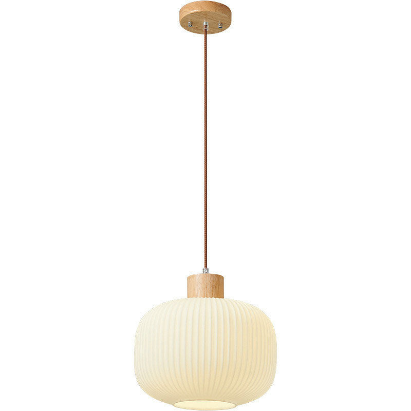 Japanese Wood & Glass Jar Chandelier