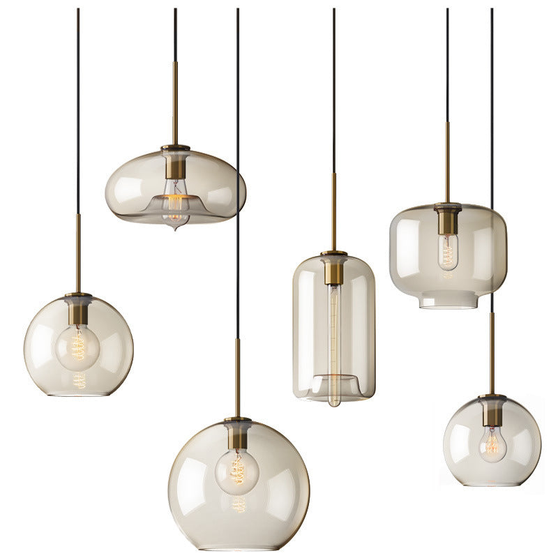 Nordic Cognac Glass Jar Pendant