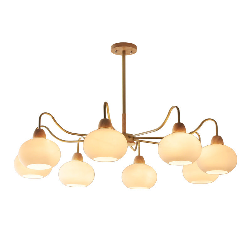 Nordic Glass & Wood Chandelier