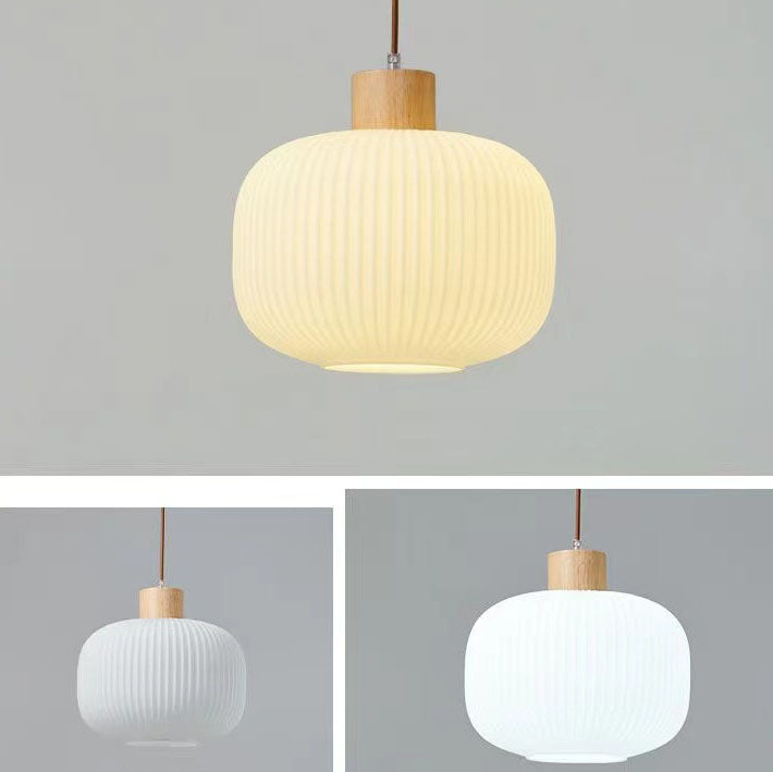 Japanese Wood & Glass Jar Chandelier