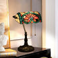 Traditional Tiffany Floral Peach Heart Stained Glass 1-Light Bank Table Lamp for Bedroom