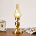 Vintage All Brass Wooden Glass Kerosene Lamp Design 1- Light Table Lamp