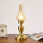 Vintage All Brass Wooden Glass Kerosene Lamp Design 1- Light Table Lamp