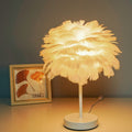 Contemporary Creative Iron Feather USB LED Table Lamp For Bedroom