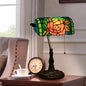 Traditional Tiffany Blooming Flowers Stained Glass 1-Light Bank Table Lamp for Living Room