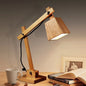 Industrial Vintage Solid Wood Cone Long Arm 1-Light Table Lamp