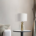 Modern Minimalist Fabric Cylinder Glass Base 1-Light Table Lamp