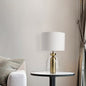 Modern Minimalist Fabric Cylinder Glass Base 1-Light Table Lamp