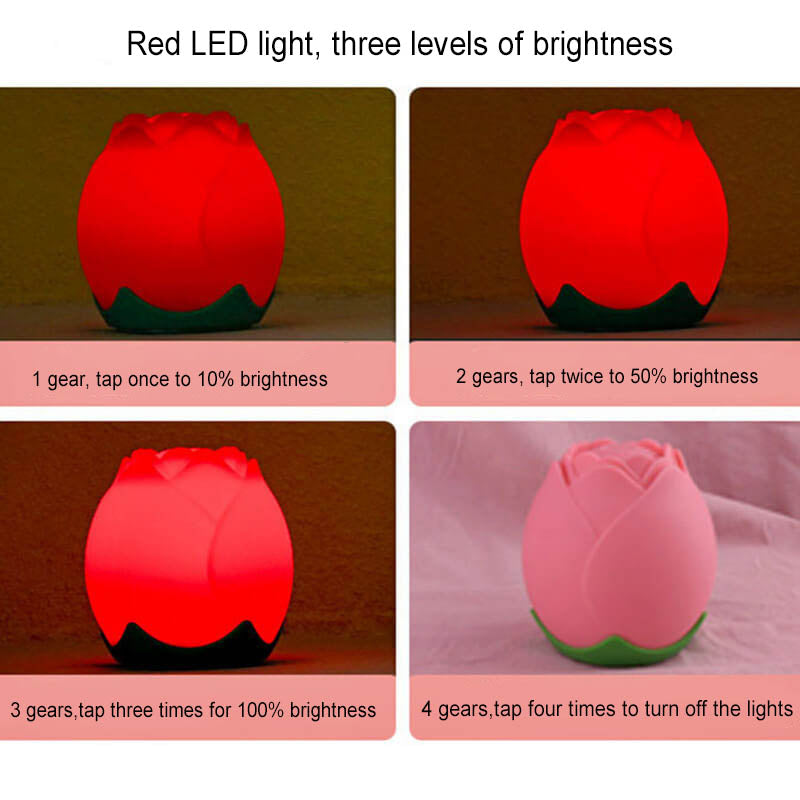 Creative Rose Silicone Pat USB Atmosphere LED Night Light Table Lamp