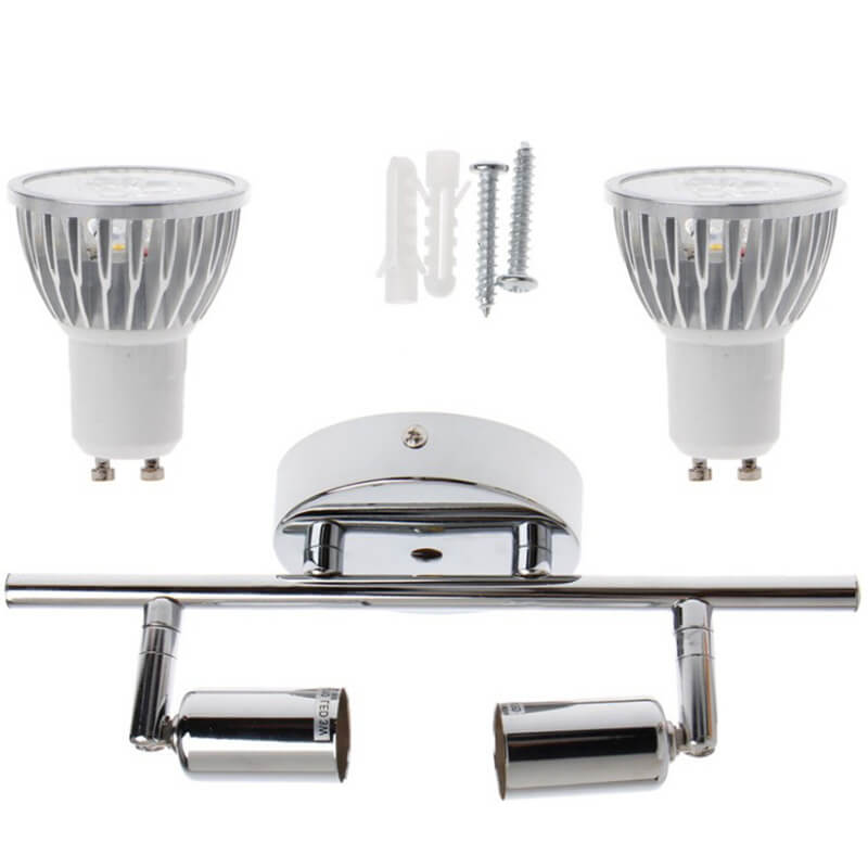Modern Pure Chrome Color Metal 2-Light Vanity Light Mirror Front Wall Sconce Lamp