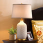 European Vintage Striped Ceramic Base Fabric 1-Light Table Lamp