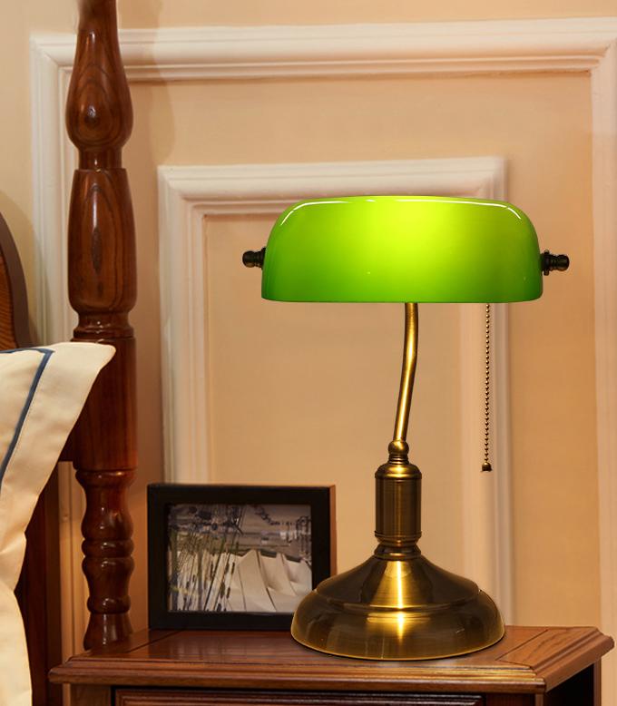 Retro Green Glass 1-Light LED Zipper Switch Table Lamp