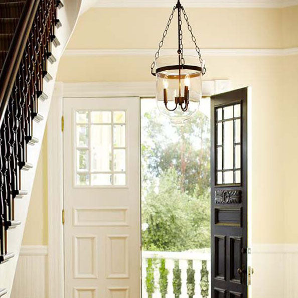 Rustic Glass & Iron 3-Light Chandelier