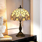 Tiffany Retro Lotus Resin Base Stained Glass 1-Light Table Lamp