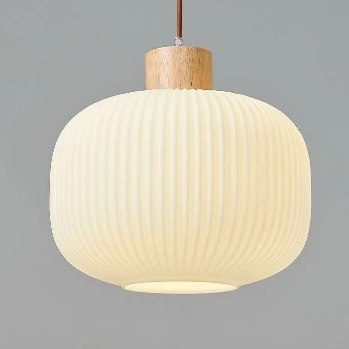 Japanese Wood & Glass Jar Chandelier