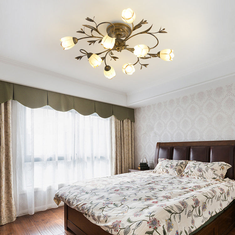French Flower Semi-Flush Ceiling Light