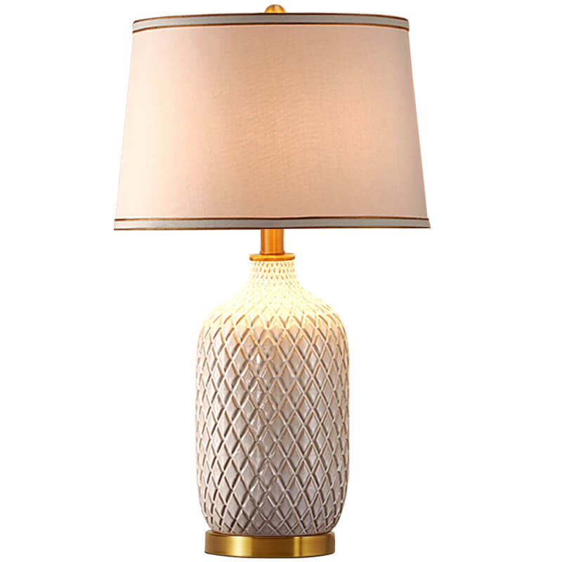 European Vintage Striped Ceramic Base Fabric 1-Light Table Lamp