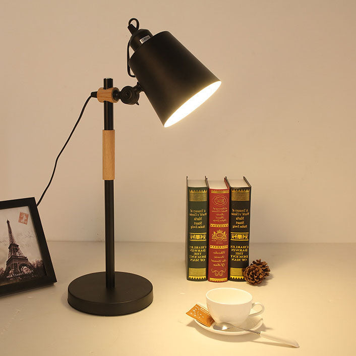 Modern Minimalist Solid Color Wood Hardware 1-Light Table Lamp
