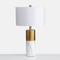 Modern Fabric Marble Column Base 1-Light Table Lamp