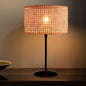 Traditional Rustic Rattan Weaving Cylinder 1-Light Table Lamp For Home Office