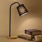 Simple Fabric Cone Shade Wood Base 1-Light Table Lamp
