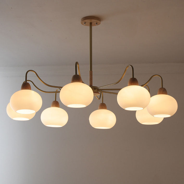 Nordic Glass & Wood Chandelier