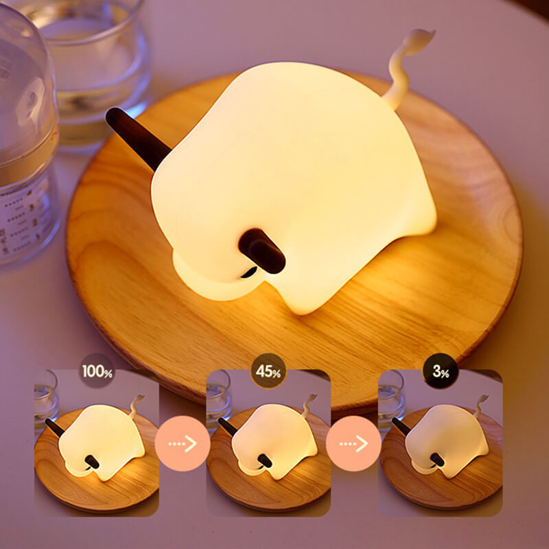 Animal Cow Silicone USB Timer Dimmable LED Night Light Table Lamp