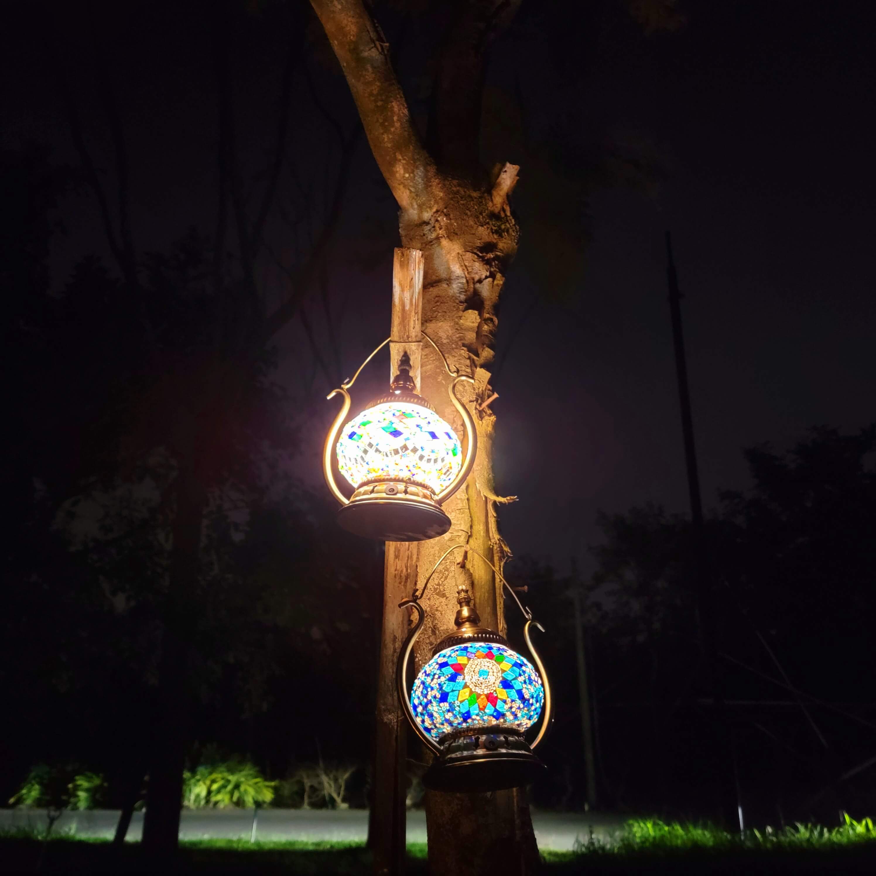 Moroccan Stained Glass Round Pot USB Rechargeable LED Portable Table Lamp