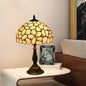 Traditional Tiffany Pebbles Flower Stained Glass Dome 1-Light Table Lamp For Bedroom
