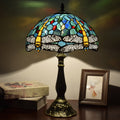 Traditional Tiffany Aluminum Alloy Glass Dome Dragonfly 1-Light Table Lamp For Bedroom