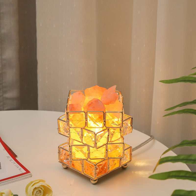 Contemporary Creative Hardware Cube 1-Light Table Lamp For Bedroom