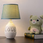 Modern Minimalist Round Ceramic Base Fabric 1-Light Table Lamp For Bedroom